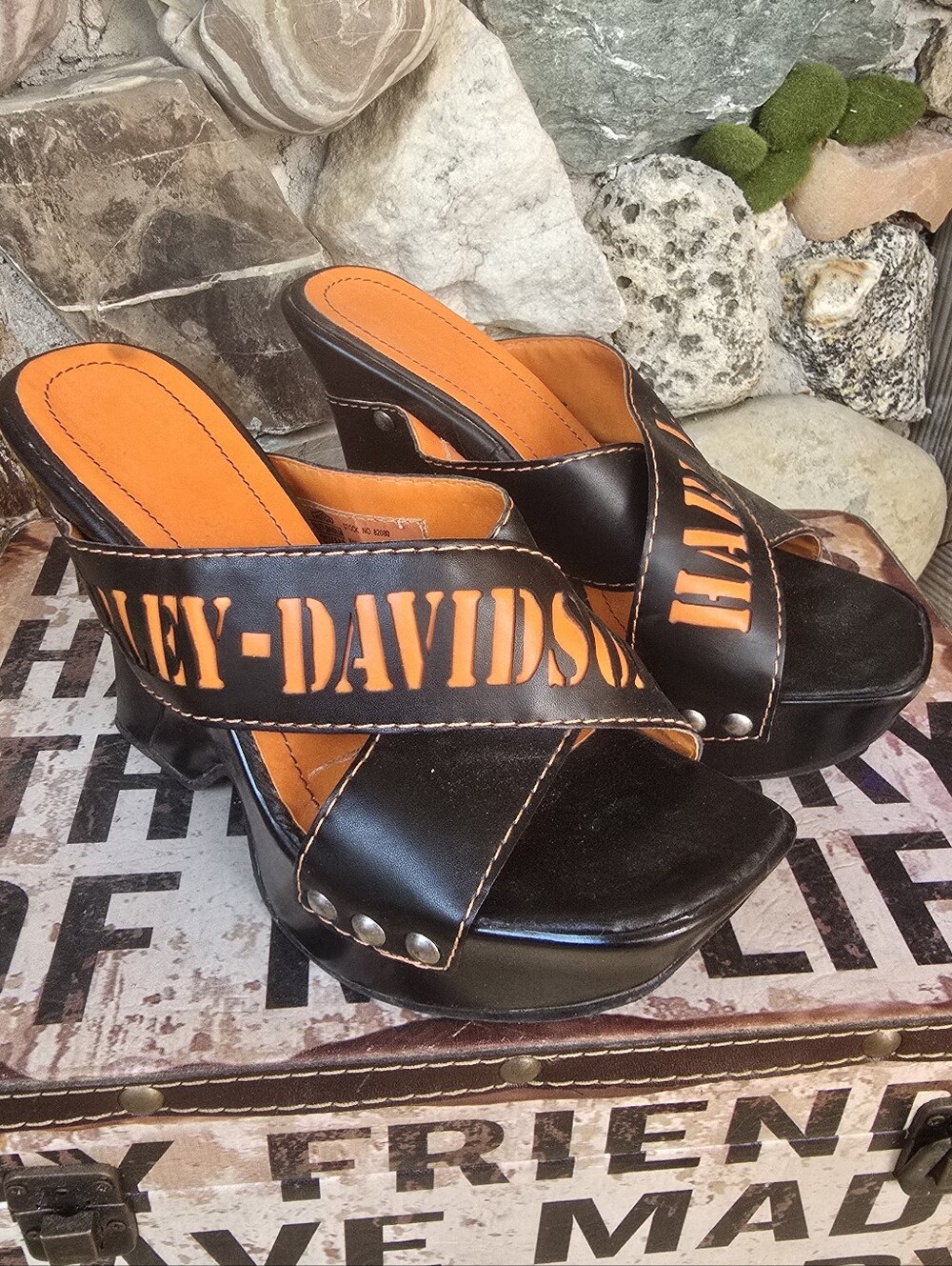 Iconic 90s Vintage Harley-Davidson Platform Wedge.